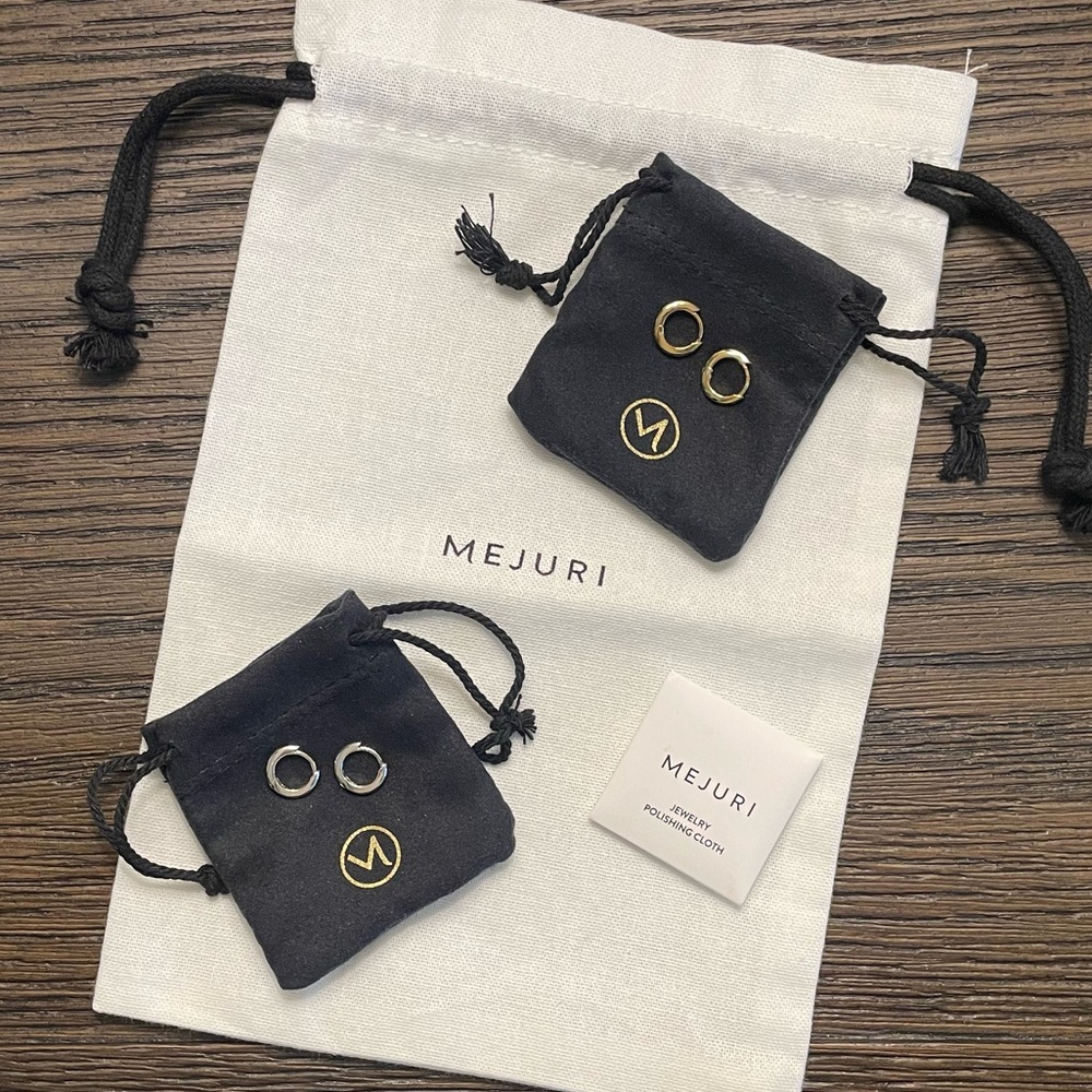 Mejuri Gold and Silver Huggie Hoop Set